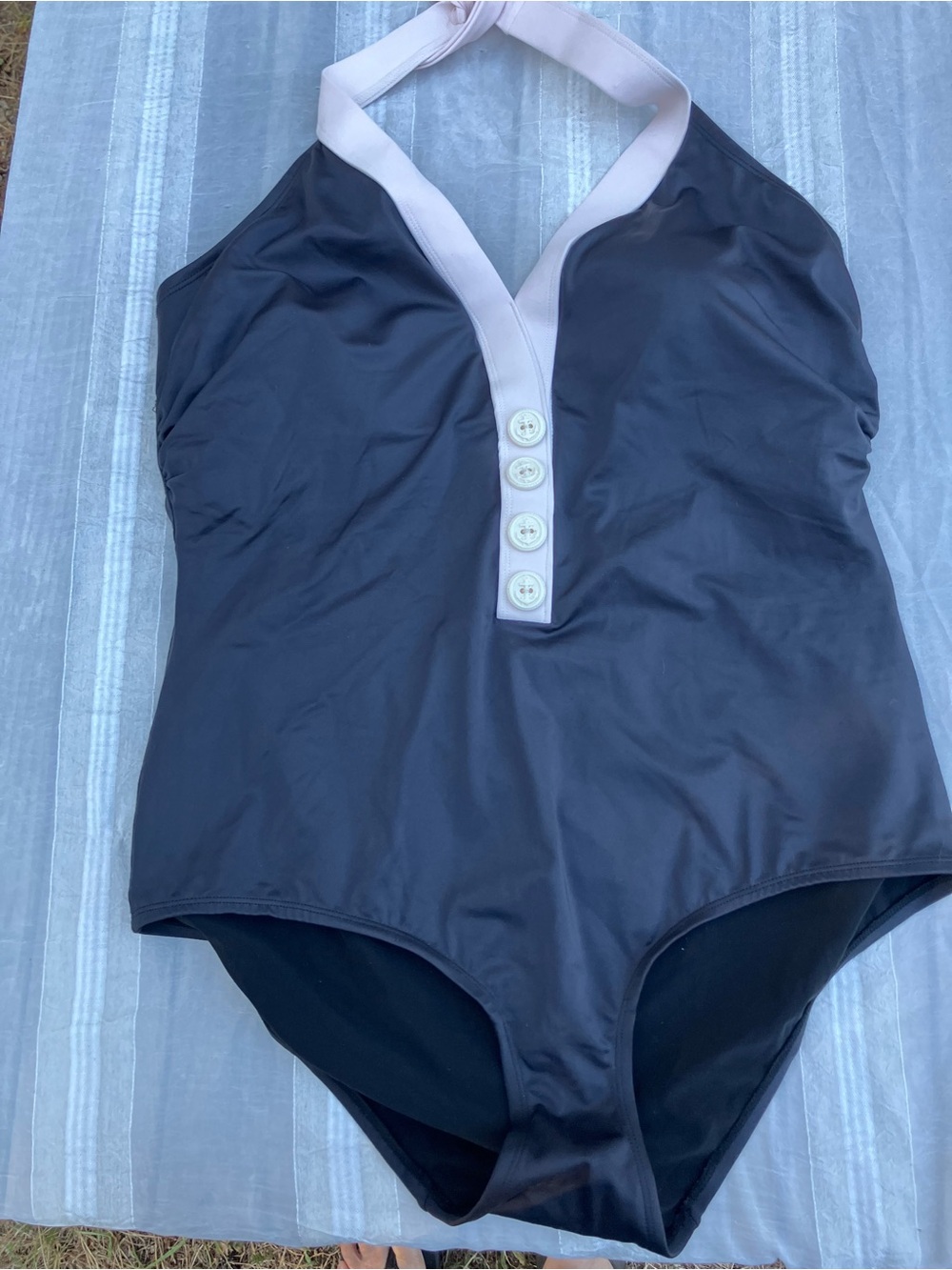Roman’s 22W color block swim suit with buttons NWOT